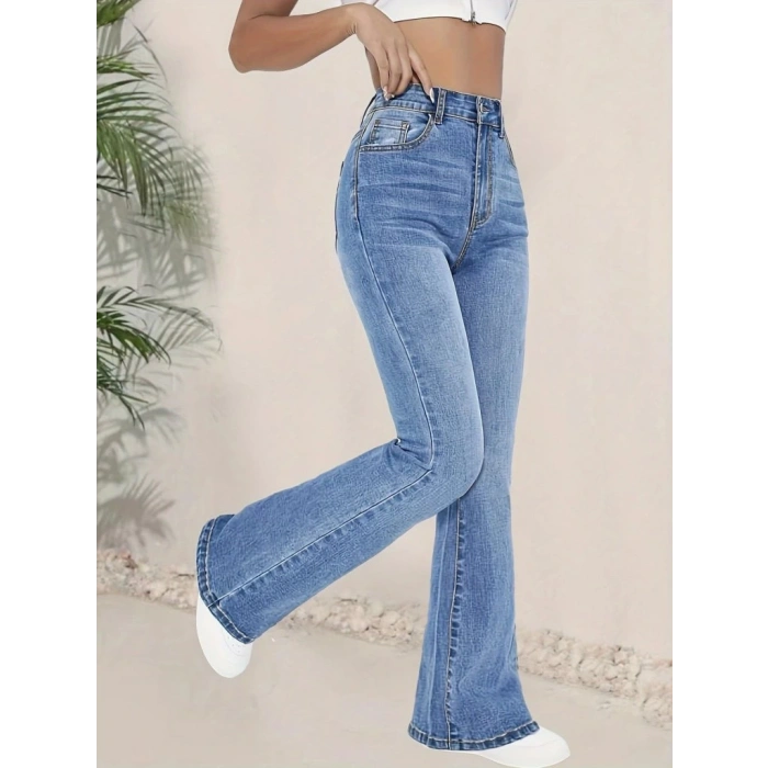 MDB Kadın Yüksek Bel İspanyol Paça Kot Pantolon