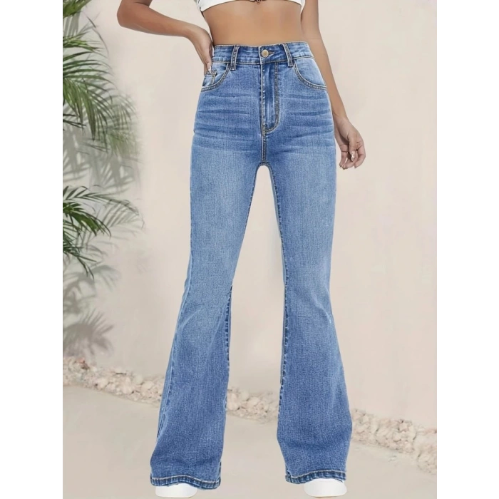 MDB Kadın Yüksek Bel İspanyol Paça Kot Pantolon