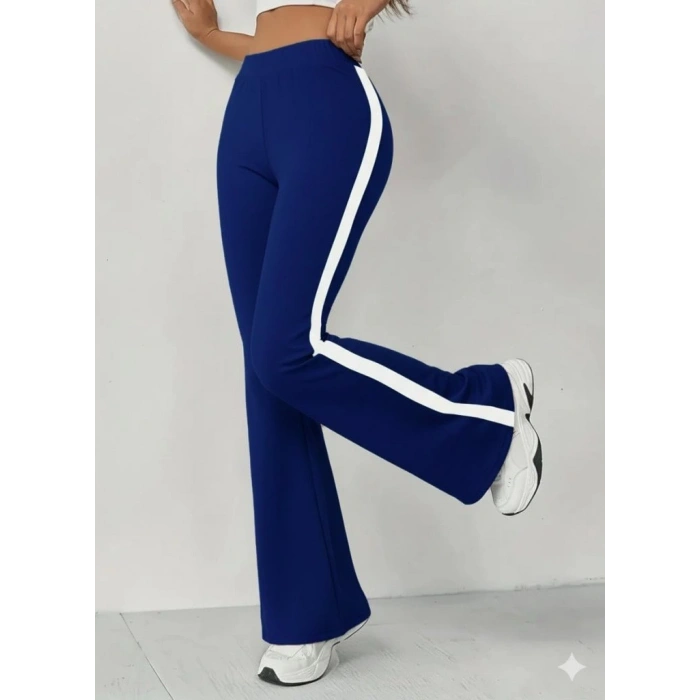 MDB Kadın Yüksek Bel İspanyol Paçalı Yanlardan şerit Detaylı Dalgıç Tayt Pantolon