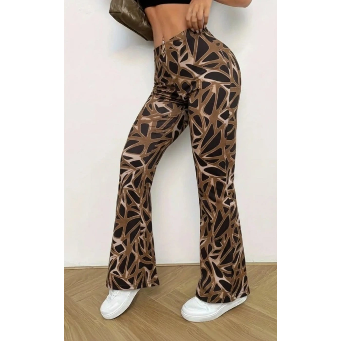 MDB Kadın Yüksek Bel Kamuflaj Desenli Dalgıç Tayt