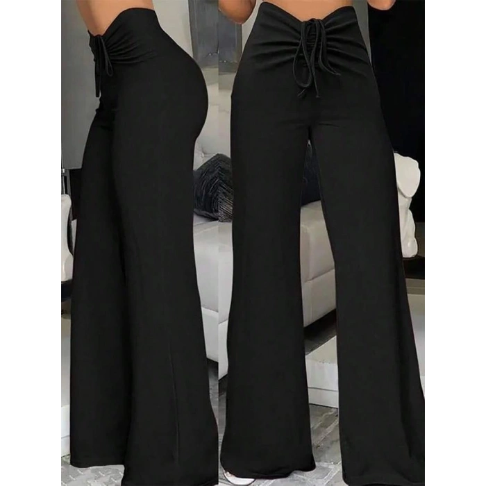 MDB Kadın Yüksek Bel önden Büzgülü Ispanyol Ithal Krep Pantolon