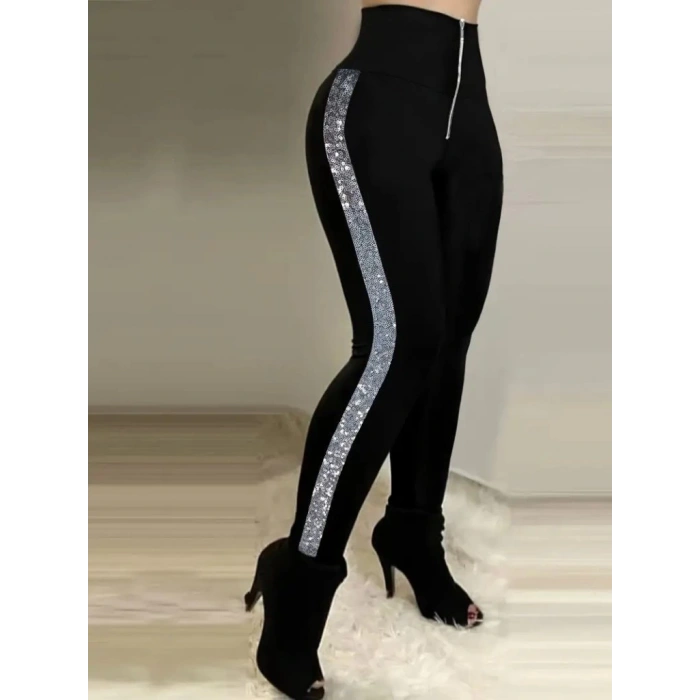 MDB Kadın Yüksek Bel Yan şerit Detaylı Dalgıç Tayt