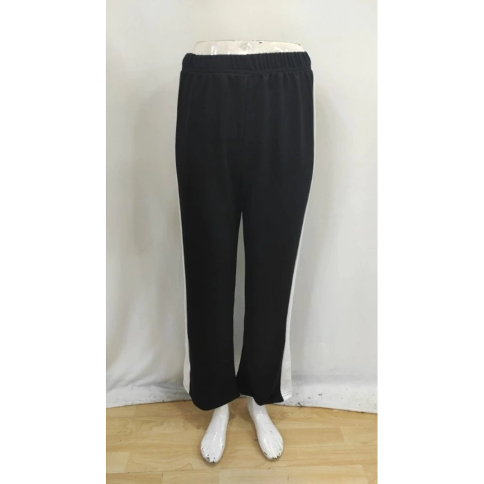 MDB Kadın Yüksek Bel Yan şerit Detaylı Yırtmaçlı Viskon Iki Iplik Pantolon