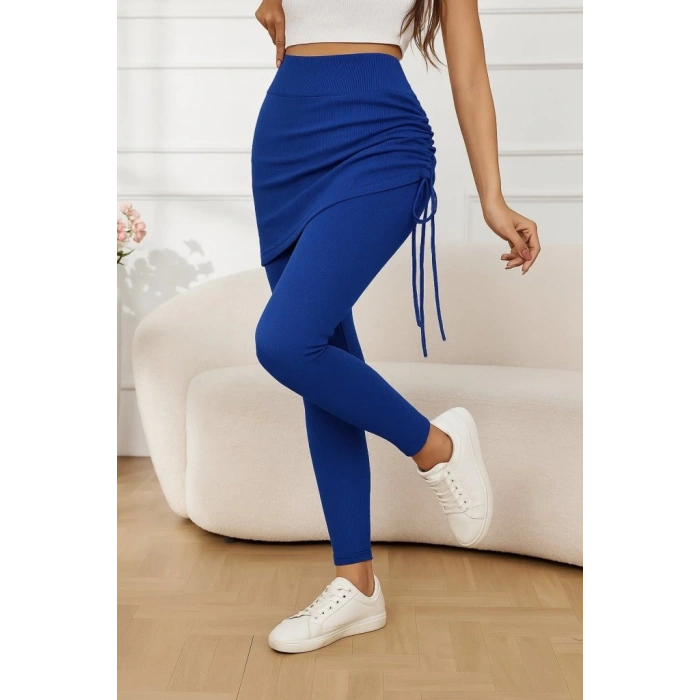 MDB Kadın Yüksek Bel Yandan Büzgülü Alttan Uzun Kaşkorse Tayt Etek