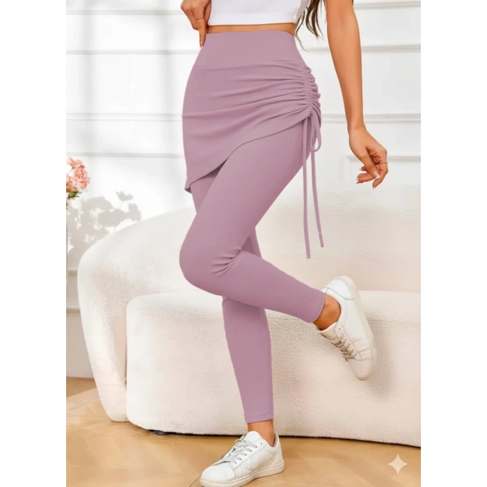 MDB Kadın Yüksek Bel Yandan Büzgülü Alttan Uzun Kaşkorse Tayt Etek