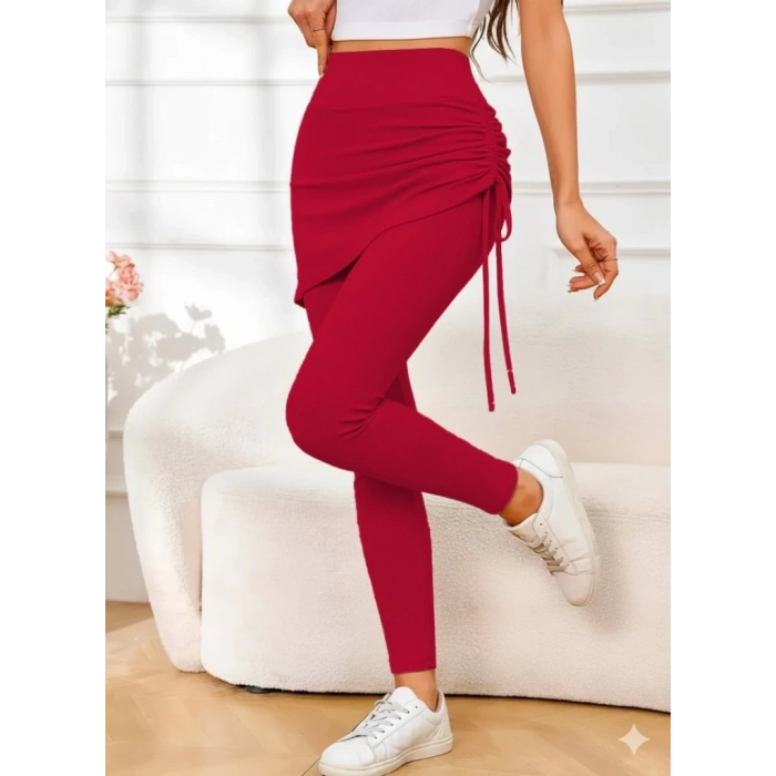 MDB Kadın Yüksek Bel Yandan Büzgülü Alttan Uzun Kaşkorse Tayt Etek