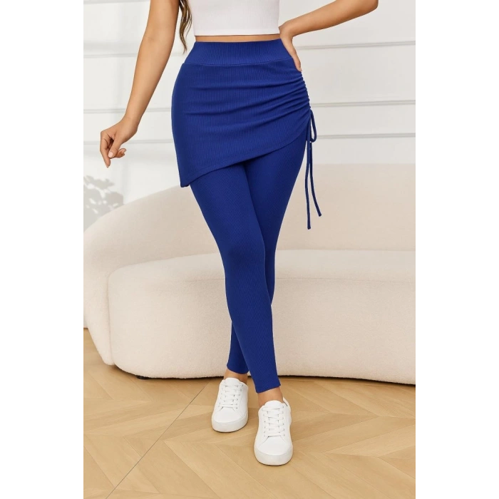 MDB Kadın Yüksek Bel Yandan Büzgülü Alttan Uzun Kaşkorse Tayt Etek