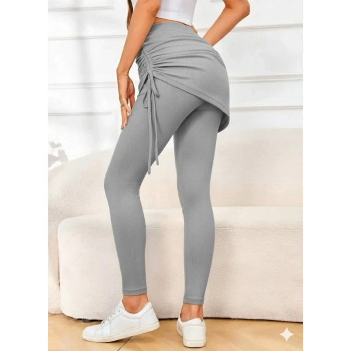 MDB Kadın Yüksek Bel Yandan Büzgülü Alttan Uzun Kaşkorse Tayt Etek