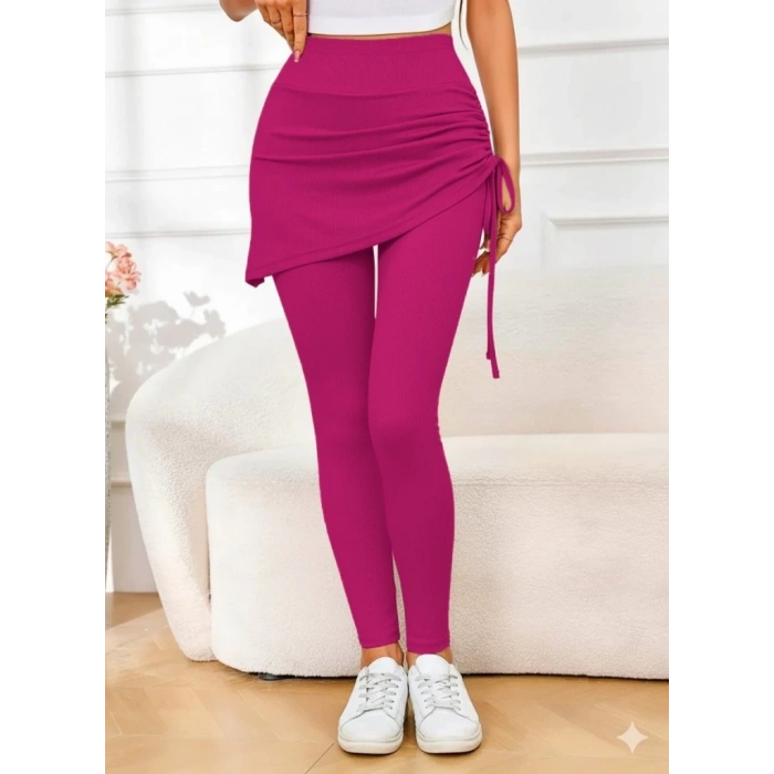 MDB Kadın Yüksek Bel Yandan Büzgülü Alttan Uzun Kaşkorse Tayt Etek