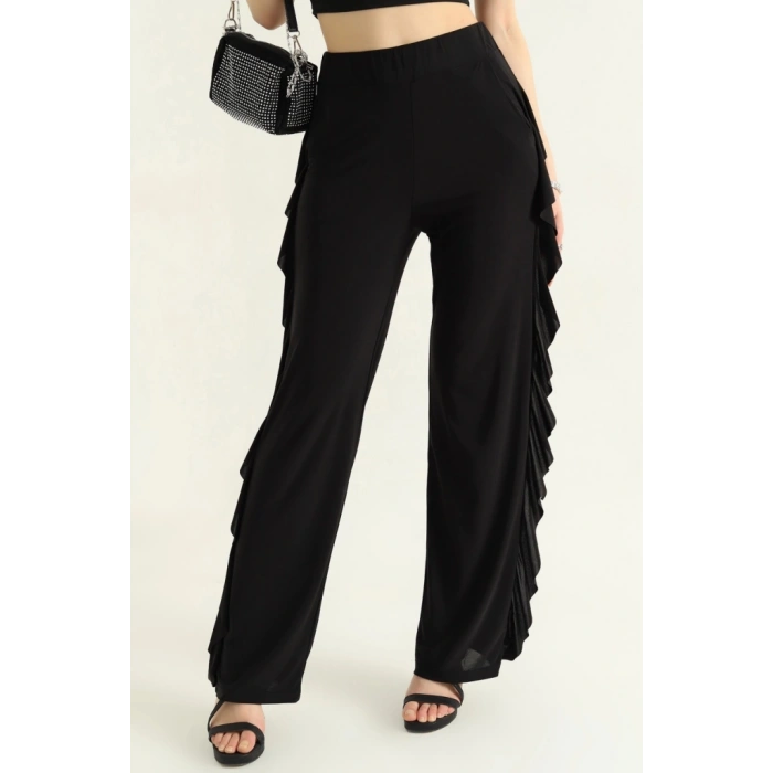 MDB Kadın Yüksek Bel Yanları Volanlı Cepli Sandy Pantolon