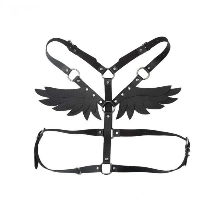 MDB Kanat Tasarımlı Deri Harness Gövde Aksesuarı Siyah