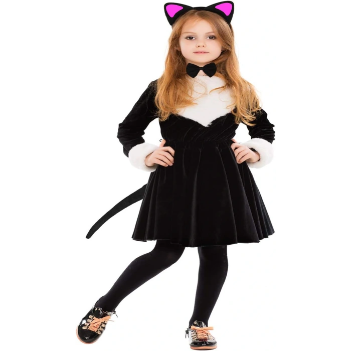 MDB Kedi Kulak Taç Kuyruk ve Papyon 3 lü Set Çocuk Boy Fuşya Renk