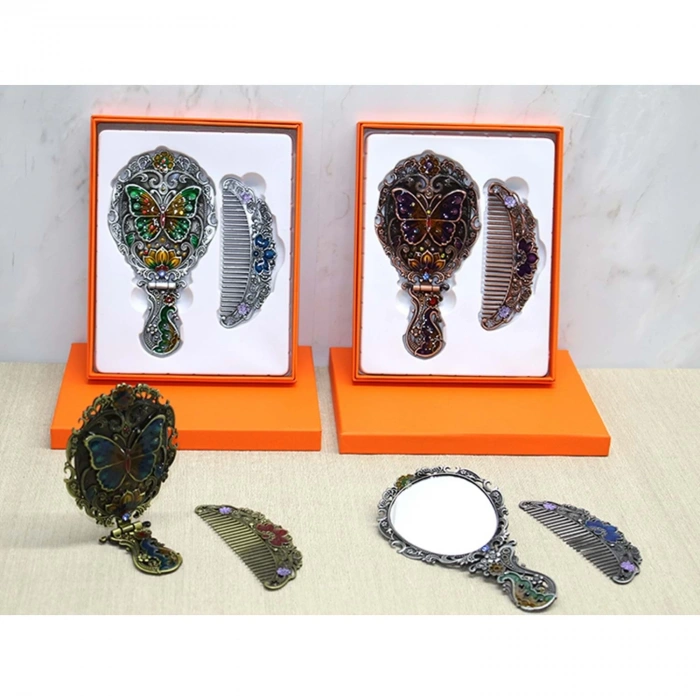 MDB Kelebek Katlanabilir Ayna Ve Tarak Seti Orta Boy