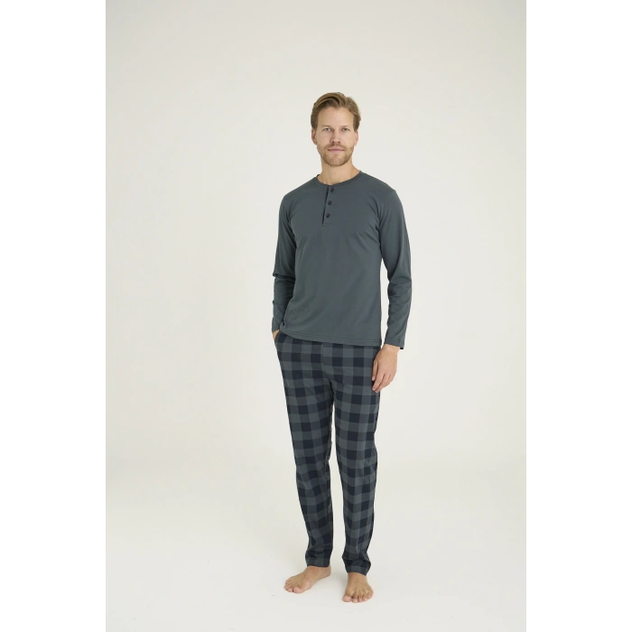 MDB Kocabey 9221 Erkek Midi Yaka Pijama Takım