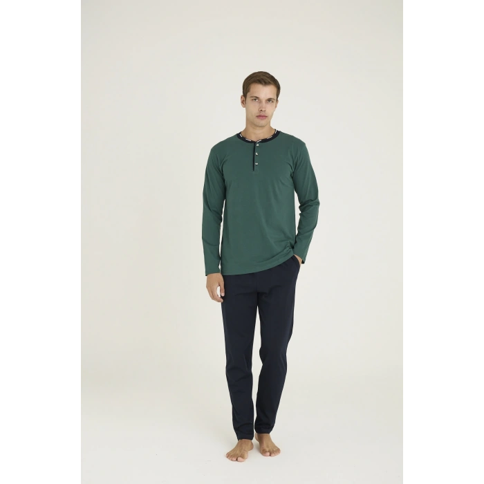 MDB Kocabey 9245 Erkek Midi Yaka Pijama Takım
