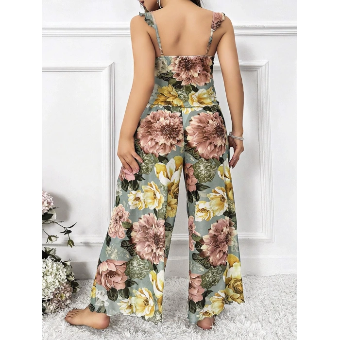 MDB MdbShop Özel Tasarım Büyük Beden Çiçek Desenli 2li Pijama Takımı