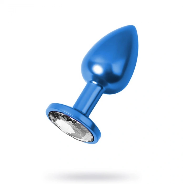 MDB Metal Clear Taşlı Mavi Anal Plug Orta Boy