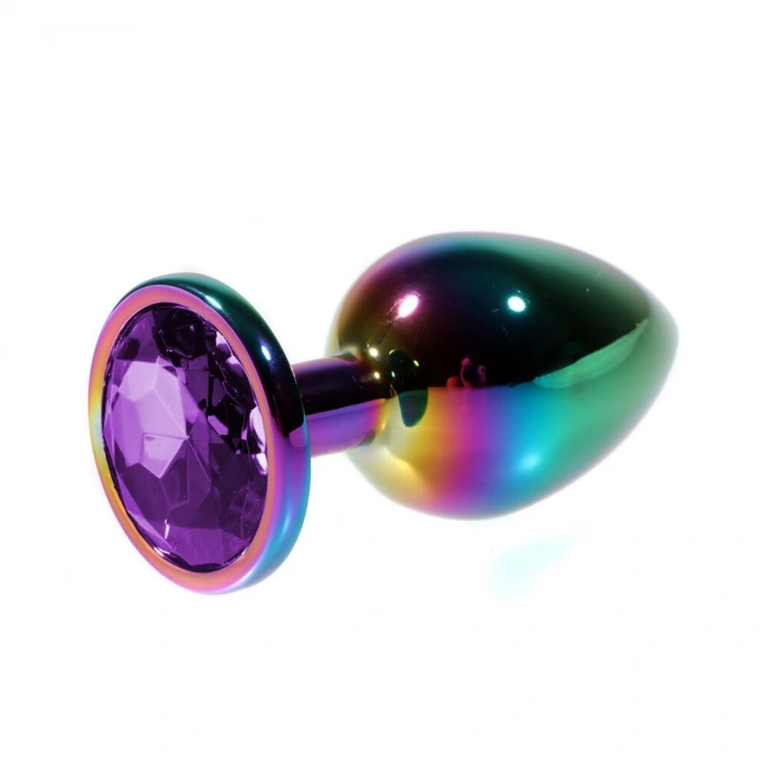 MDB Metal Mor Taşlı Rainbow Anal Plug Orta Boy