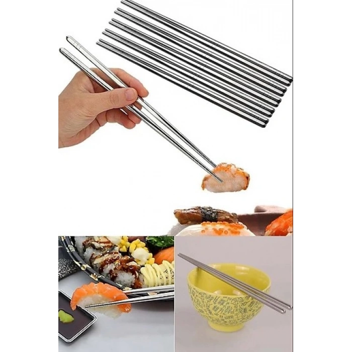 MDB Metal Paslanmaz Çelik Yemek Çubuğu 5li