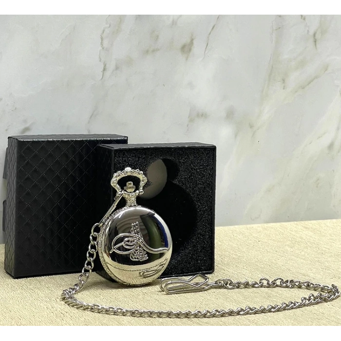 MDB Özel Kutulu Osmanlı Tuğralı Gümüş Köstekli Saat