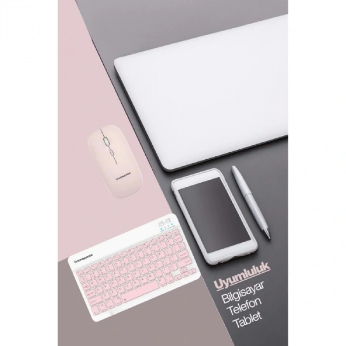 MDB Pembe Kablosuz Klavye Ve Mouse Seti