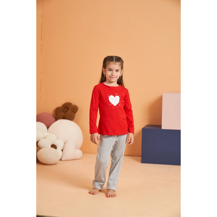 MDB Pjs 28063 Çocuk Sıfır Yaka Pijama Takımı