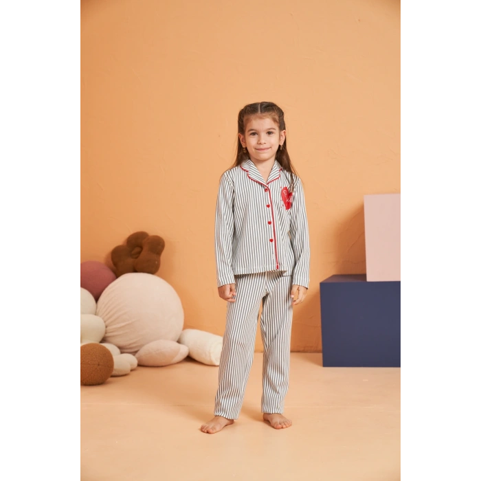 MDB Pjs 28065 Çocuk Düğmeli Pijama Takım