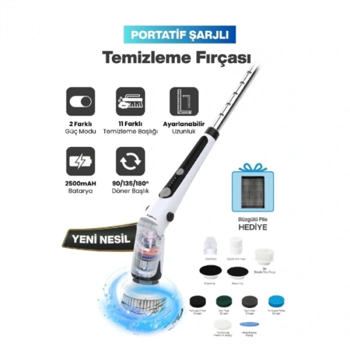 MDB Portatif Şarjlı Temizleme Fırçası