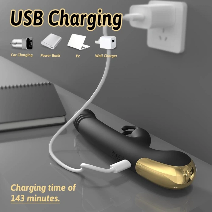 MDB S-Hande Happy Rabbit Siyah Vibratör