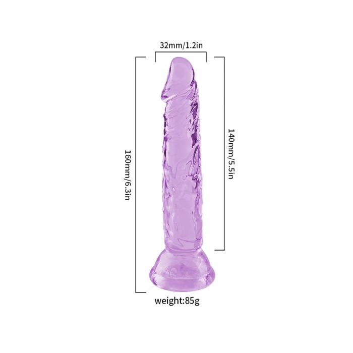 MDB Şeffaf Mor Silikon Gerçekçi Dildo 14cm