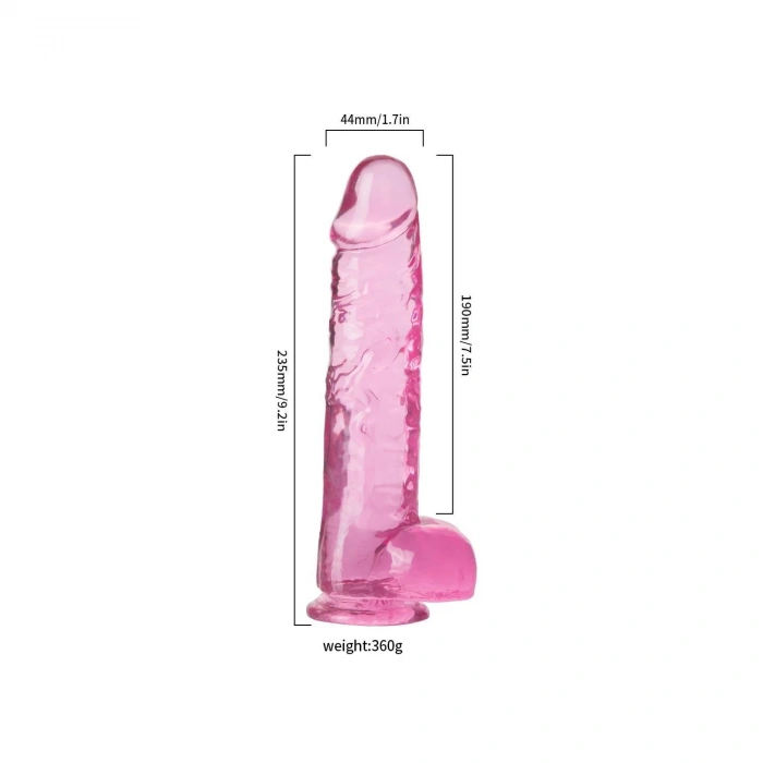 MDB Şeffaf Pembe Realistik Dildo 23 cm