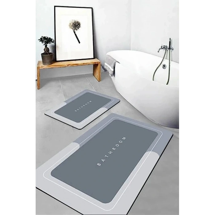 MDB Sihirli Su Emici Banyo Paspası Kaymaz Tabanlı Kare 3,5 Mm 40x60