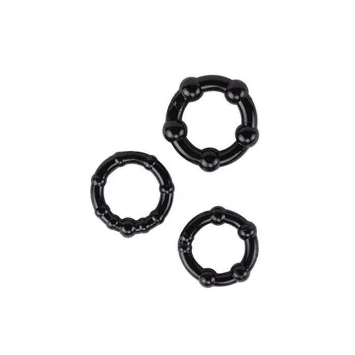 MDB Silikon Boğumlu Penis Halkası Siyah 3’lü