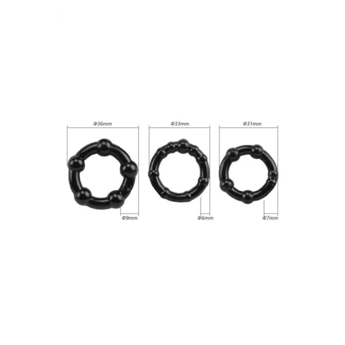 MDB Silikon Boğumlu Penis Halkası Siyah 3’lü
