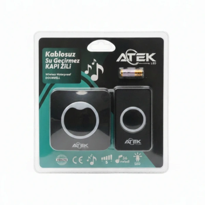 MDB Siyah Kablosuz Su Geçirmez Kapı Zili