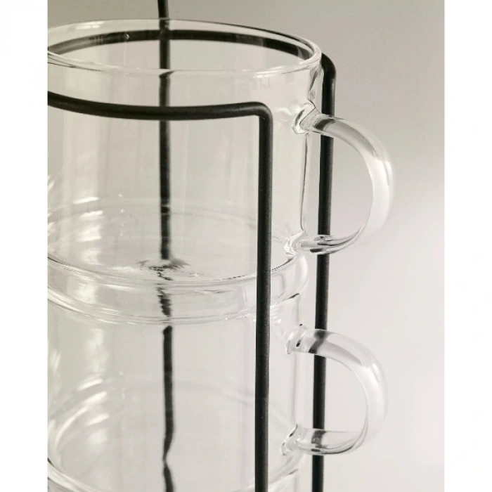 MDB Standlı Borosilikat 4lü Fincan Seti