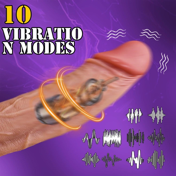 MDB Telefon Kontrollü Hareketli Gerçekçi Dildo Vibratör Esmer