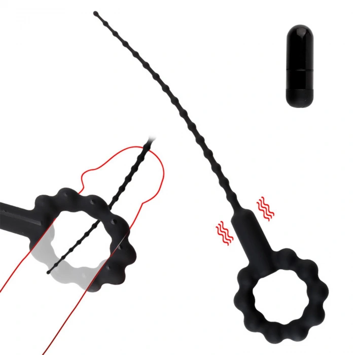 MDB Titreşimli Boğumlu Penis Plug Siyah