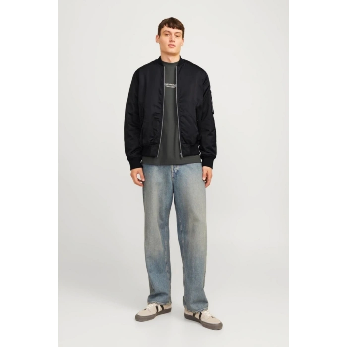 MDB Unisex İçi Astarlı Düz Bomber Ceket  iyah