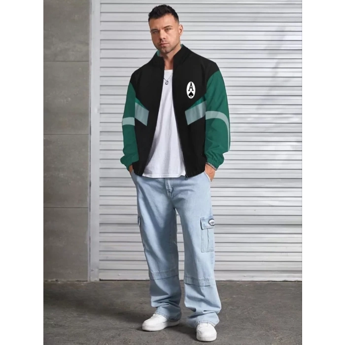 MDB Unisex Uzun Kollu Paraşüt Kumaş Rüzgarlik  iyah