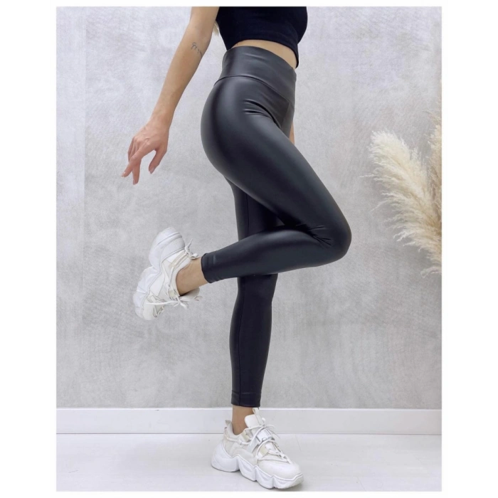 MDB Yüksek Bel Toparlayıcı İçi Şardonlu Deri Tayt