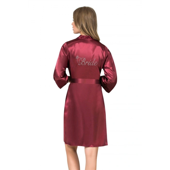 MDB MdbShop Bordo Kısa Saten Bride Sabahlık