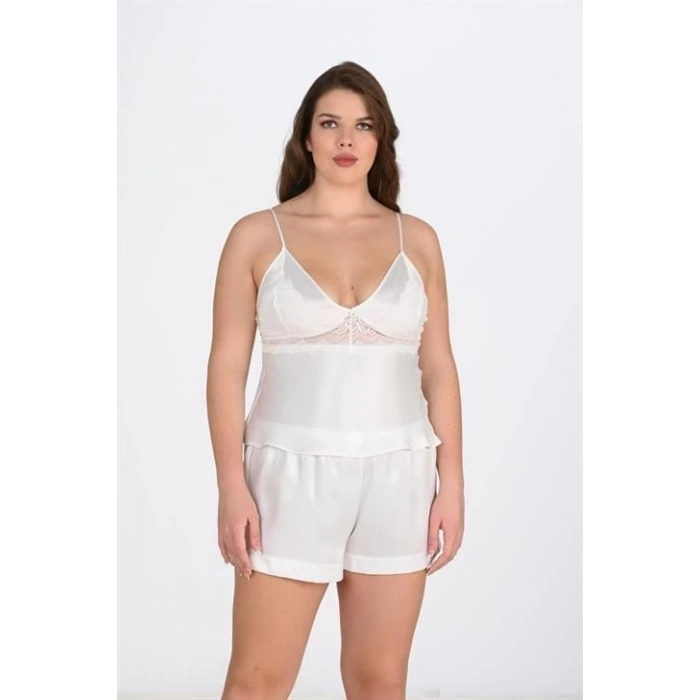 MDB MdbShop Büyük Beden Ekru Şort Takımı