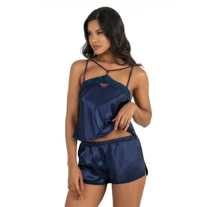 MDB MdbShop Lacivert Saten Şort Takımı
