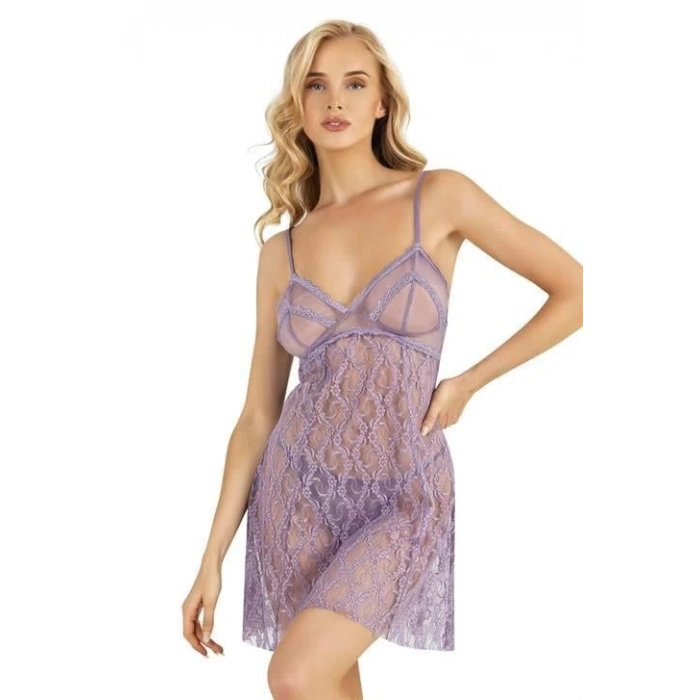 MDB MdbShop Lila Kısa Tül Gecelik 4222
