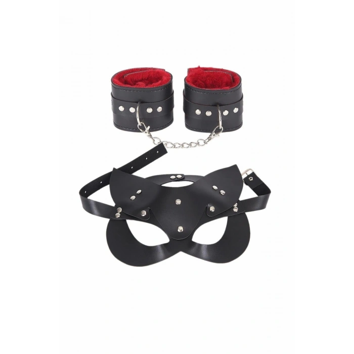 MDB MdbShop Maske Ve Kelepçe Deri Harness Fantezi Set