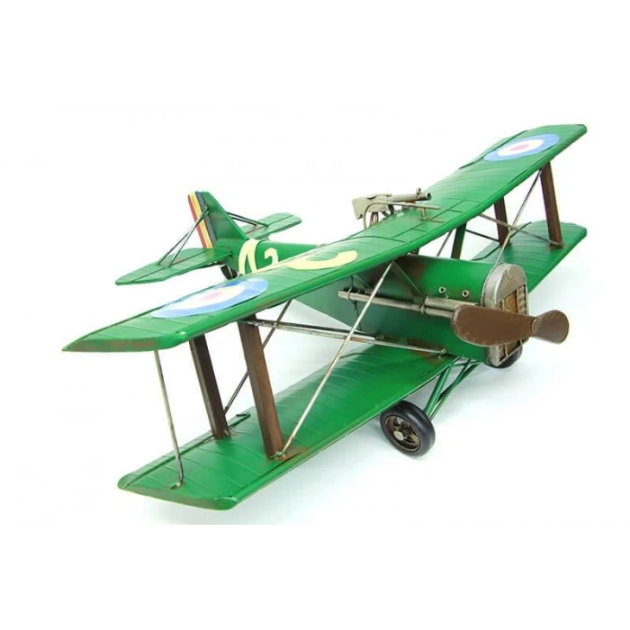 Metal Uçak Çift Kanatlı Biblo Dekoratif Hediyelik