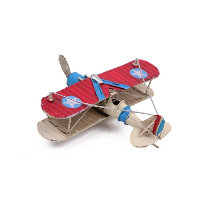 Metal Uçak Çift Kanatlı Biblo Dekoratif Hediyelik