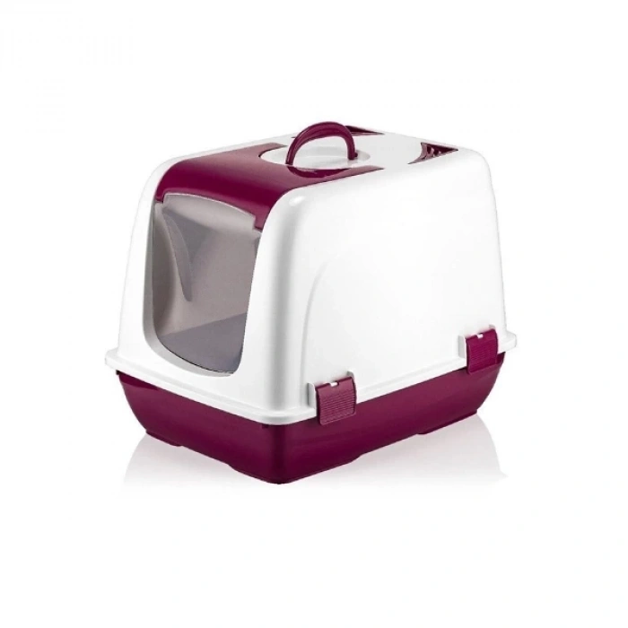 MDB Mikopet Kapalı Küçük Kedi Tuvaleti Bordo