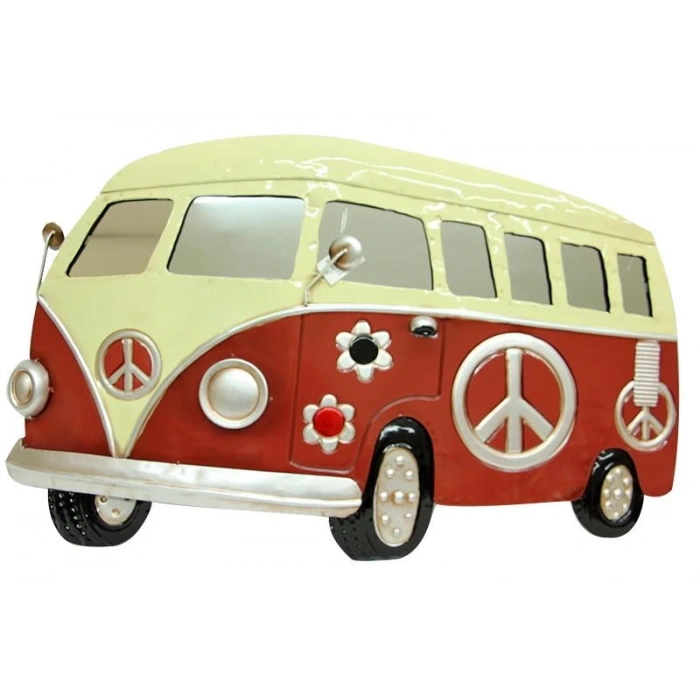 Minibüs Pano Kırmızı Vintage Dekoratif Ev Ofis Hediyelik